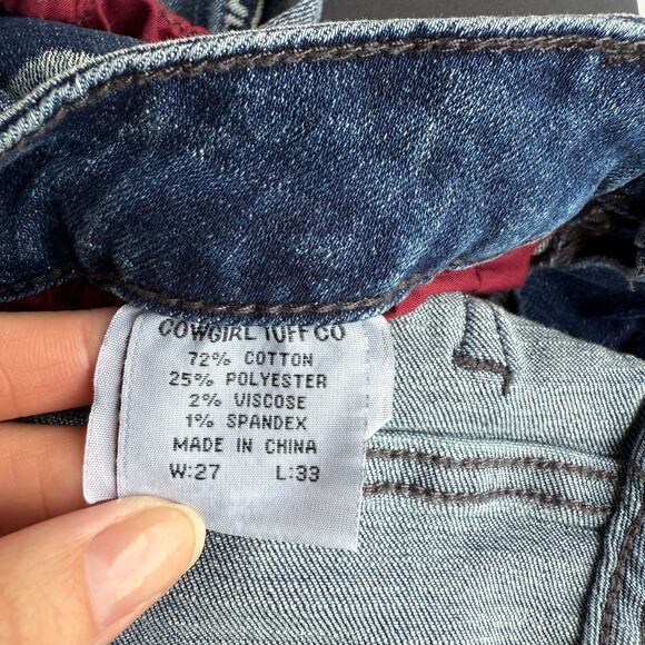 Just Tuff Jeans Women’s Size W27 L 33 Blue Cowgirl Tuff Co Flare - Picture 3 of 10